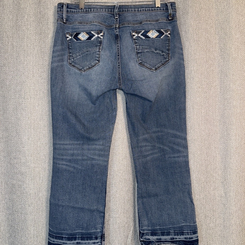 Driftwood Jeans Womens 31 Denim Colette Embroidered Raw Hem Cropped Mid Rise